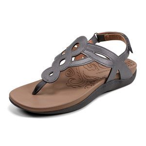 ROCKPORT WOMEN'S RAMONA-CH FLAT SANDAL, PEWTER, 8 M US